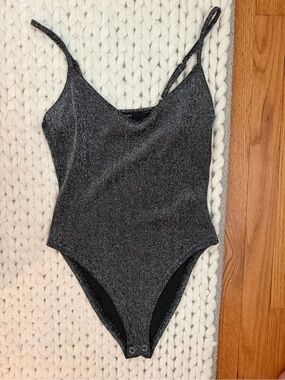 Forever 21 Metallic Charcoal Grey Girls One-Piece Bodysuit